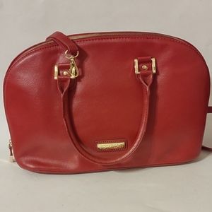 Joy & Iman Red Pebble Leather Satchel Shoulder Bag